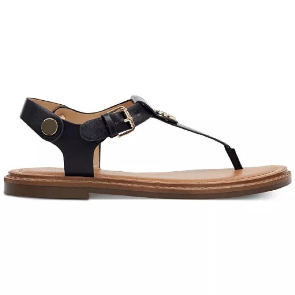 Black Leather Women's Sandals - Picture 2 of 7